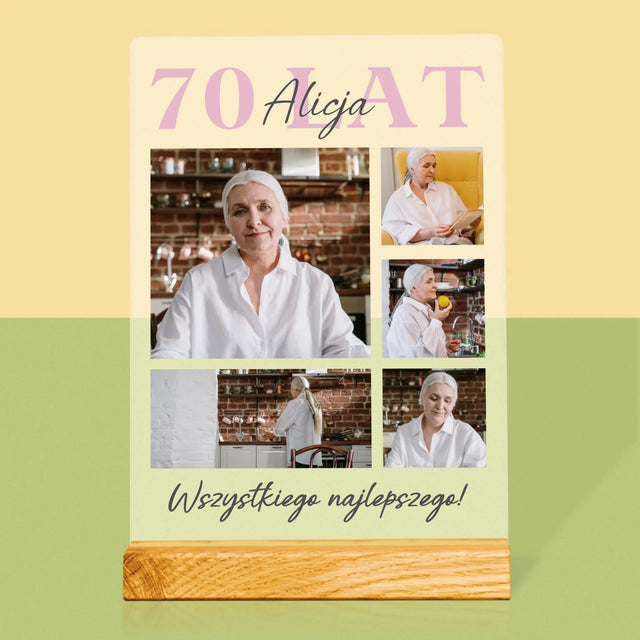 Fotokolaż: 70 Lat Wszystkiego Najlepszego - Wydruk Na Szkle Akrylowym