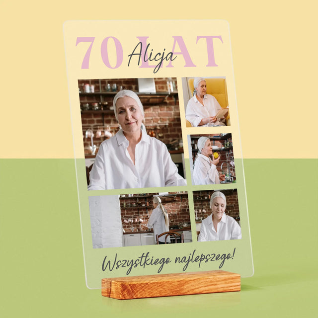 Fotokolaż: 70 Lat Wszystkiego Najlepszego - Wydruk Na Szkle Akrylowym