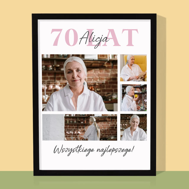 Fotokolaż: 70 Lat Wszystkiego Najlepszego - Wydruk Obramowany