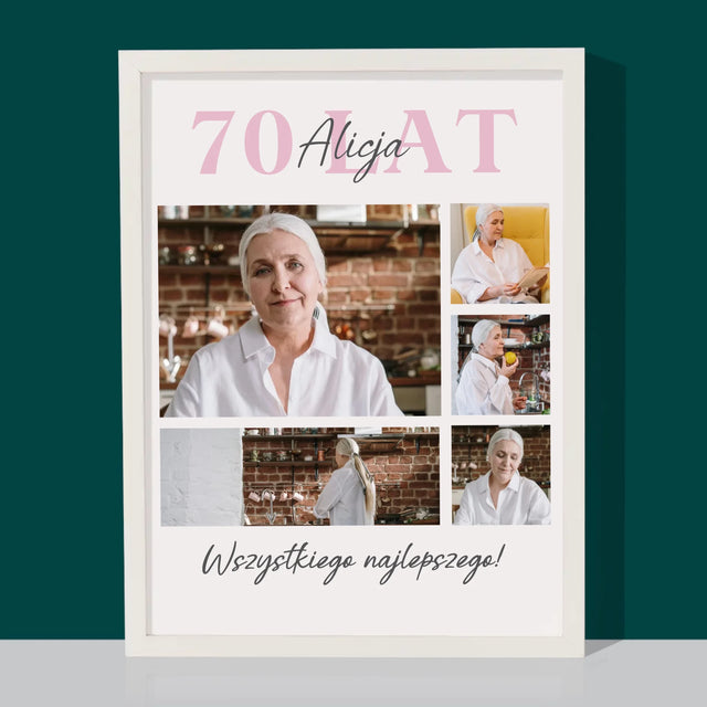 Fotokolaż: 70 Lat Wszystkiego Najlepszego - Wydruk Obramowany