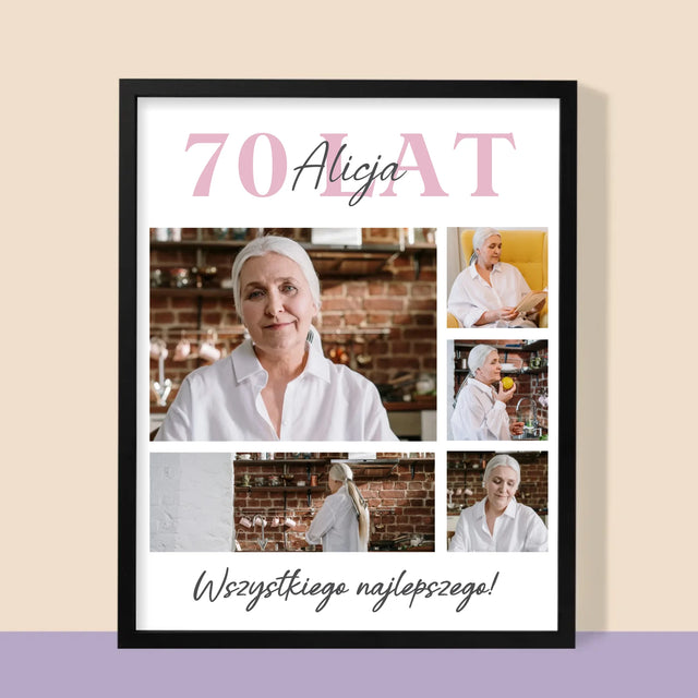 Fotokolaż: 70 Lat Wszystkiego Najlepszego - Wydruk Obramowany
