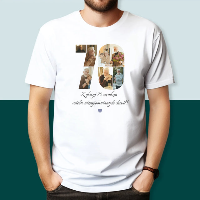 Kształt Ze Zdjęć: 70 Urodziny Życzenia - Koszulka Męska