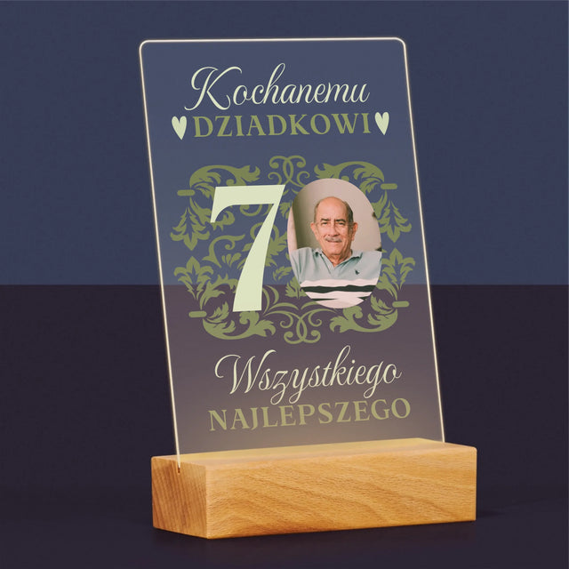 Zdjęcie I Podpis: Kochanemu Dziadkowi Wszystkiego Najlepszego - Wydruk Na Szkle Akrylowym