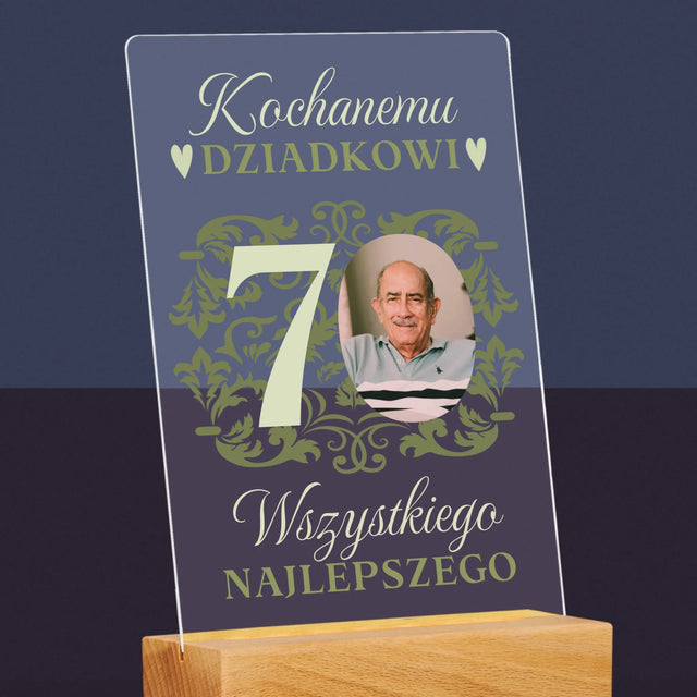 Zdjęcie I Podpis: Kochanemu Dziadkowi Wszystkiego Najlepszego - Wydruk Na Szkle Akrylowym