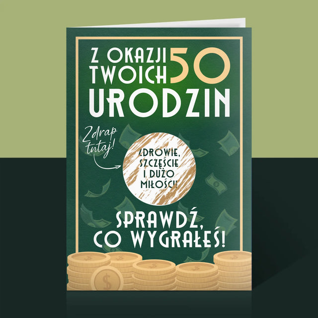 Imię i Podpis: Nagroda specjalna z okazji 50 urodzin - Kartka z Życzeniami