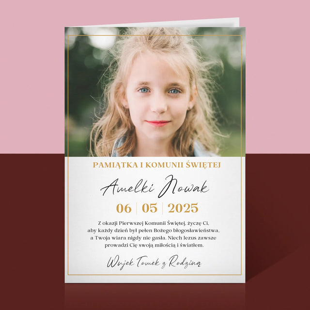Zdjęcie i Podpis: Życzenia z Okazji Pierwszej Komunii Świętej - Kartka z Życzeniami