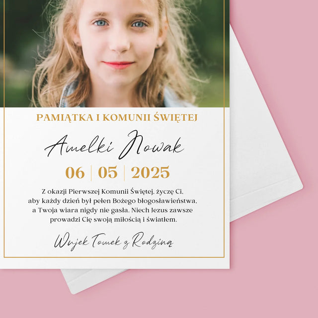 Zdjęcie i Podpis: Życzenia z Okazji Pierwszej Komunii Świętej - Kartka z Życzeniami