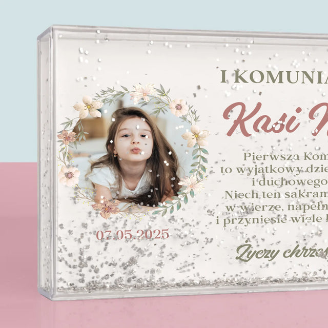 Zdjęcie i Podpis: Pierwsza Komunia Kwiaty - Ramka Wodna