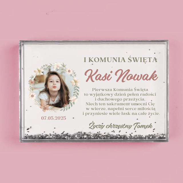 Zdjęcie i Podpis: Pierwsza Komunia Kwiaty - Ramka Wodna