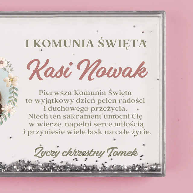 Zdjęcie i Podpis: Pierwsza Komunia Kwiaty - Ramka Wodna
