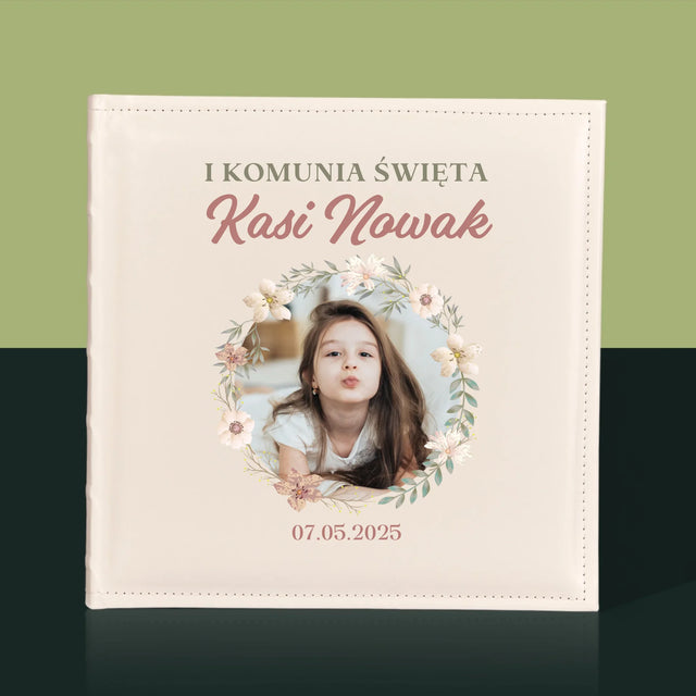 Zdjęcie i Podpis: Pierwsza Komunia Kwiaty - Album Na Zdjęcia