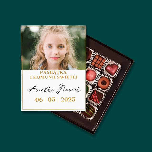 Zdjęcie i Podpis: Życzenia z Okazji Pierwszej Komunii Świętej - Personalizowane Praliny