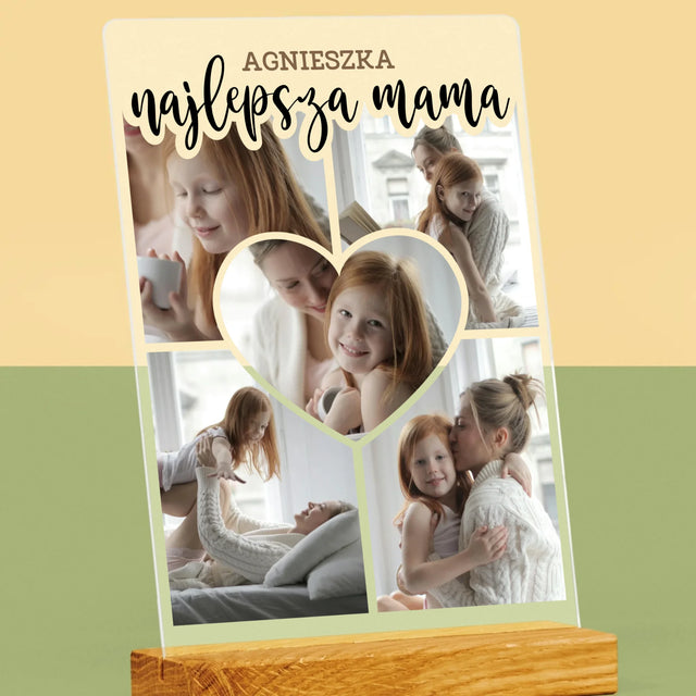Fotokolaż: Najlepsza Mama Serce - Wydruk Na Szkle Akrylowym
