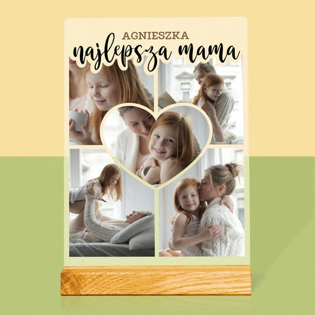 Fotokolaż: Najlepsza Mama Serce - Wydruk Na Szkle Akrylowym