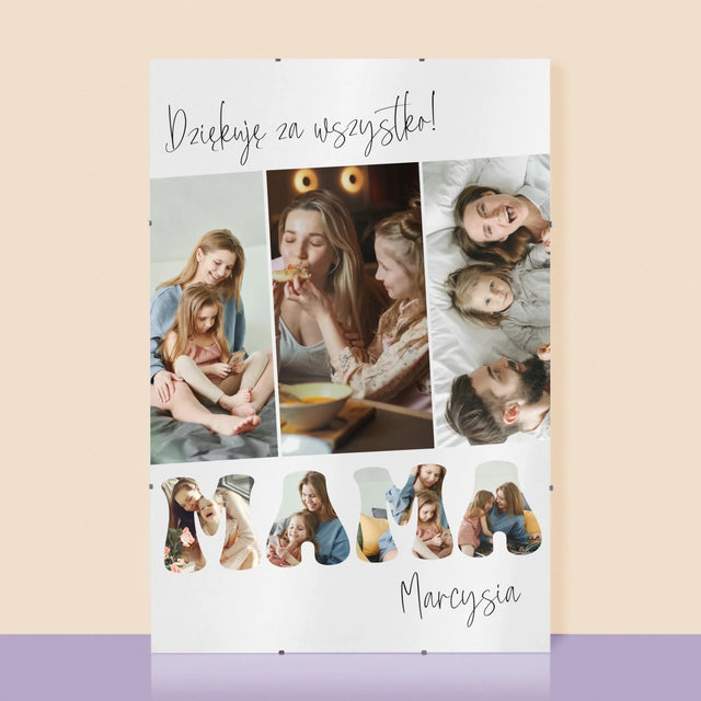 Fotokolaż: Mamo Dziękuję Za Wszystko - Personalizowany Plakat