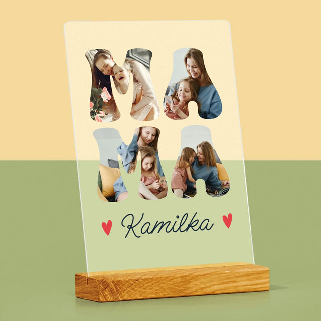 Słowo Ze Zdjęć: Mama Imię - Wydruk Na Szkle Akrylowym