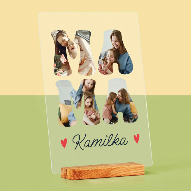 Słowo Ze Zdjęć: Mama Imię - Wydruk Na Szkle Akrylowym