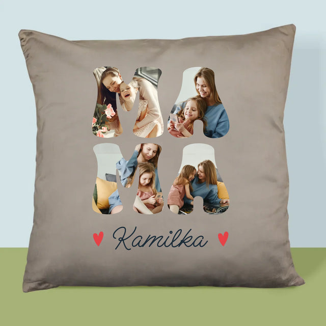 Słowo Ze Zdjęć: Mama Imię - Poduszka z Nadrukiem