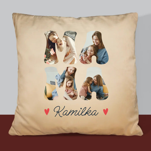 Słowo Ze Zdjęć: Mama Imię - Poduszka z Nadrukiem