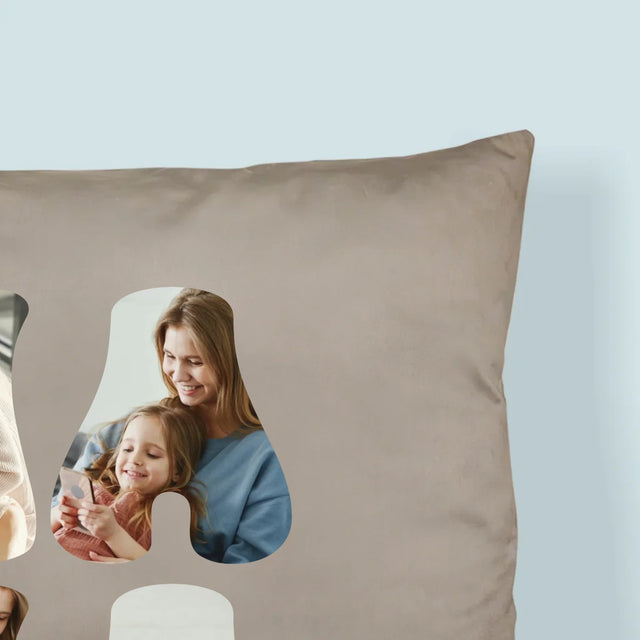 Słowo Ze Zdjęć: Mama Imię - Poduszka z Nadrukiem