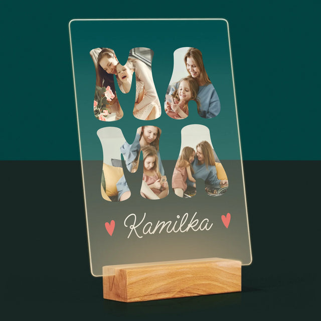 Słowo Ze Zdjęć: Mama Imię - Wydruk Na Szkle Akrylowym