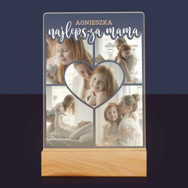 Fotokolaż: Najlepsza Mama Serce - Wydruk Na Szkle Akrylowym