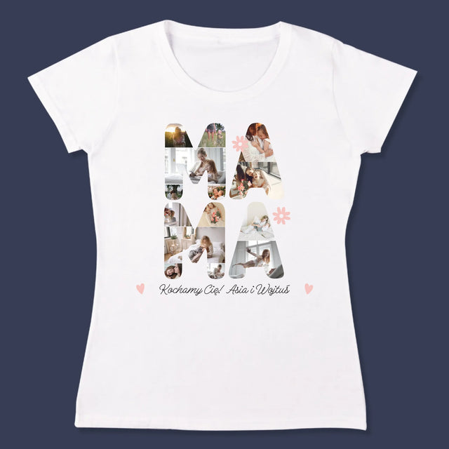 Słowo Ze Zdjęć: Życzenia Dla Mamy - Koszulka Damska z Nadrukiem