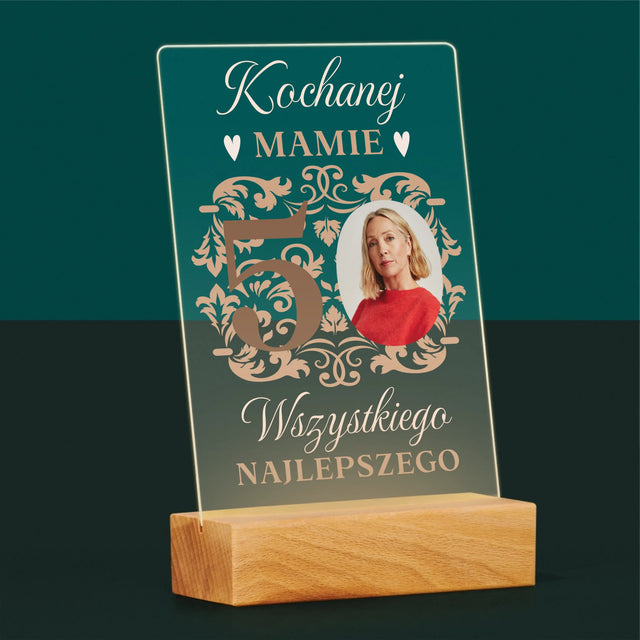 Zdjęcie I Podpis: Kochanej Mamie Z Okazji 50 Urodzin - Wydruk Na Szkle Akrylowym