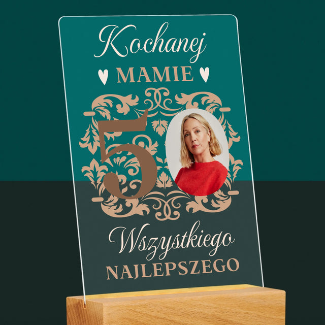 Zdjęcie I Podpis: Kochanej Mamie Z Okazji 50 Urodzin - Wydruk Na Szkle Akrylowym