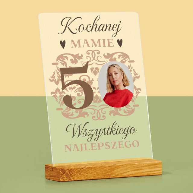 Zdjęcie I Podpis: Kochanej Mamie Z Okazji 50 Urodzin - Wydruk Na Szkle Akrylowym