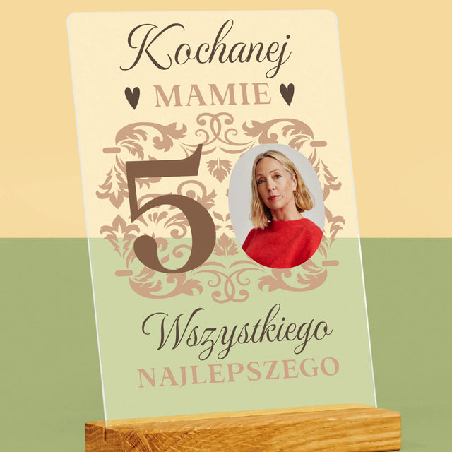 Zdjęcie I Podpis: Kochanej Mamie Z Okazji 50 Urodzin - Wydruk Na Szkle Akrylowym