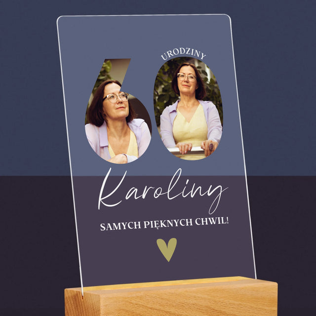 Słowo Ze Zdjęć: 60 Urodziny Samych Pięknych Chwil - Wydruk Na Szkle Akrylowym