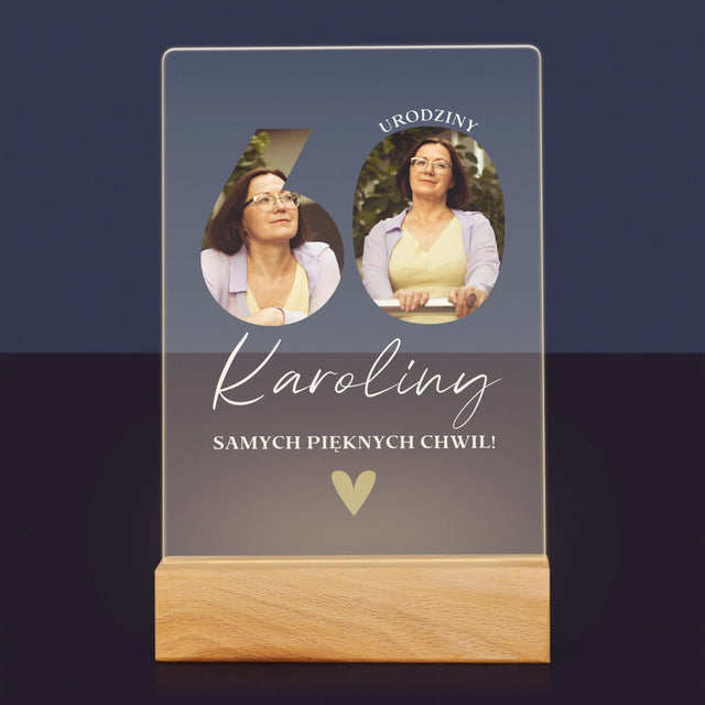 Słowo Ze Zdjęć: 60 Urodziny Samych Pięknych Chwil - Wydruk Na Szkle Akrylowym