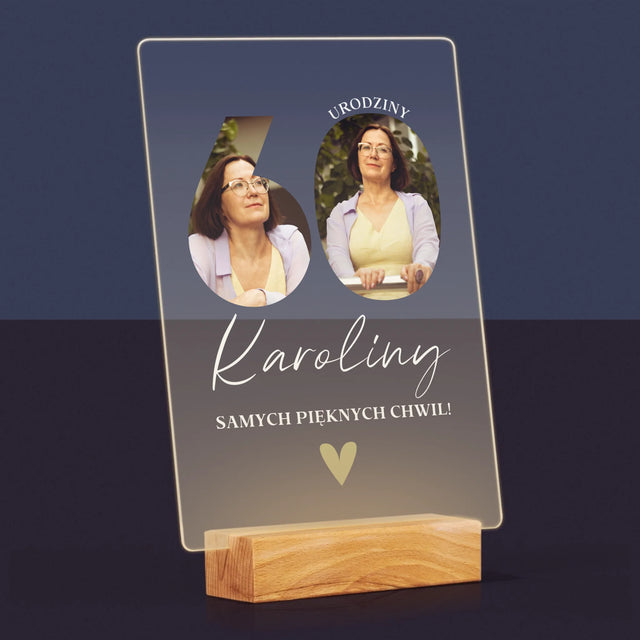 Słowo Ze Zdjęć: 60 Urodziny Samych Pięknych Chwil - Wydruk Na Szkle Akrylowym