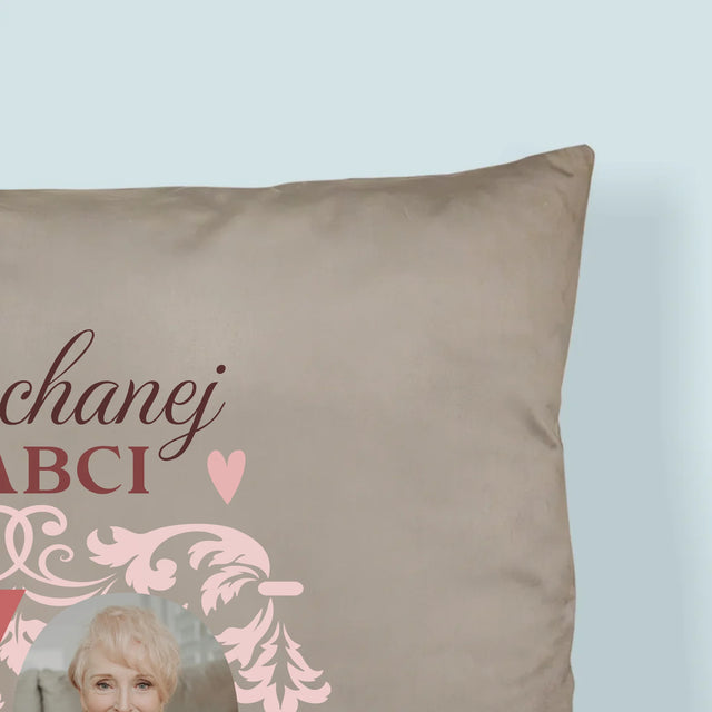 Zdjęcie I Podpis: Kochanej Babci Wszystkiego Najlepszego - Poduszka z Nadrukiem