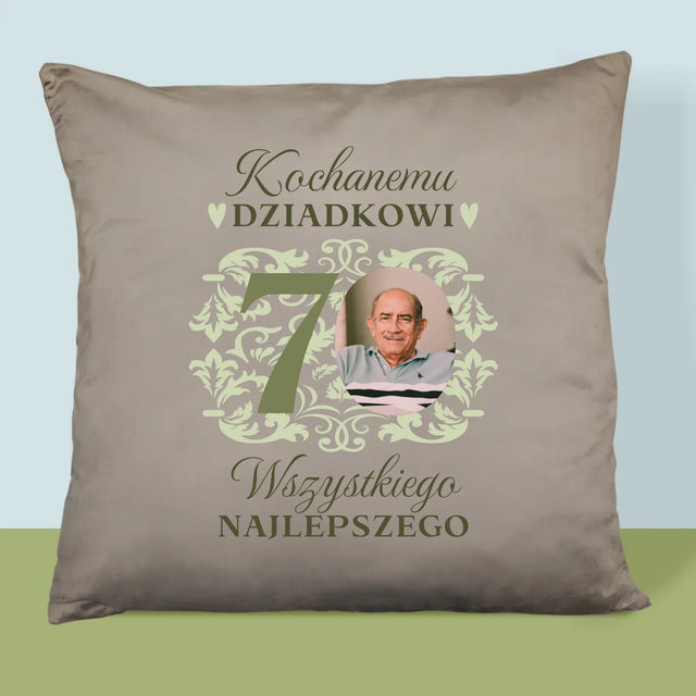Zdjęcie I Podpis: Kochanemu Dziadkowi Wszystkiego Najlepszego - Poduszka z Nadrukiem