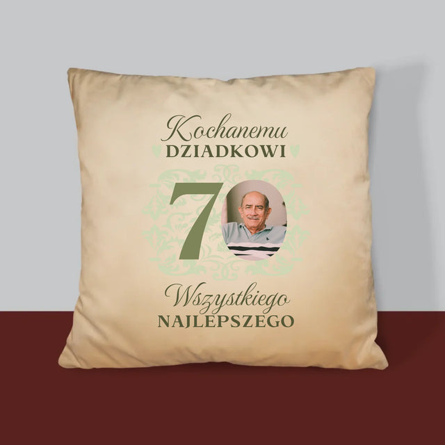 Zdjęcie I Podpis: Kochanemu Dziadkowi Wszystkiego Najlepszego - Poduszka z Nadrukiem