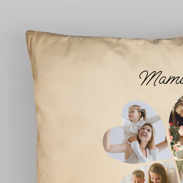 Fotokolaż: Mamo, To Dzięki Tobie Jesteśmy Szczęśliwi! - Poduszka z Nadrukiem