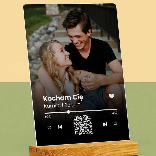 Zdjęcie i Podpis: Wasza Piosenka Kod Qr - Wydruk Na Szkle Akrylowym