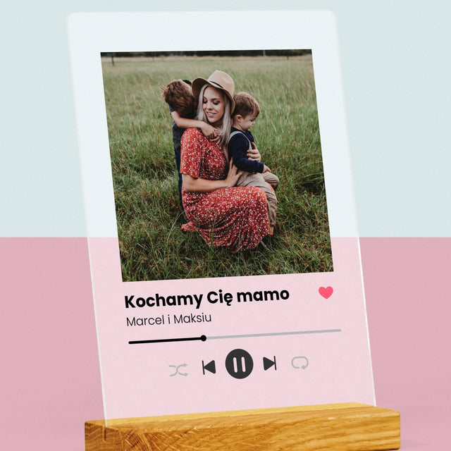 Zdjęcie i Podpis: Kochamy Cię Mamo - Wydruk Na Szkle Akrylowym