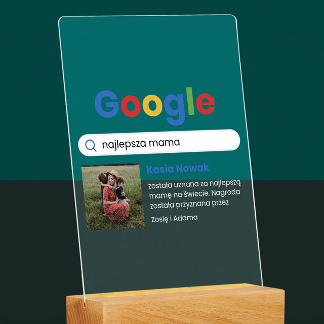 Zdjęcie I Podpis: Najlepsza Mama Wynik Google - Wydruk Na Szkle Akrylowym