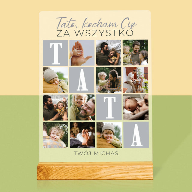 Fotokolaż: Tato Kocham Cię Za Wszystko - Wydruk Na Szkle Akrylowym