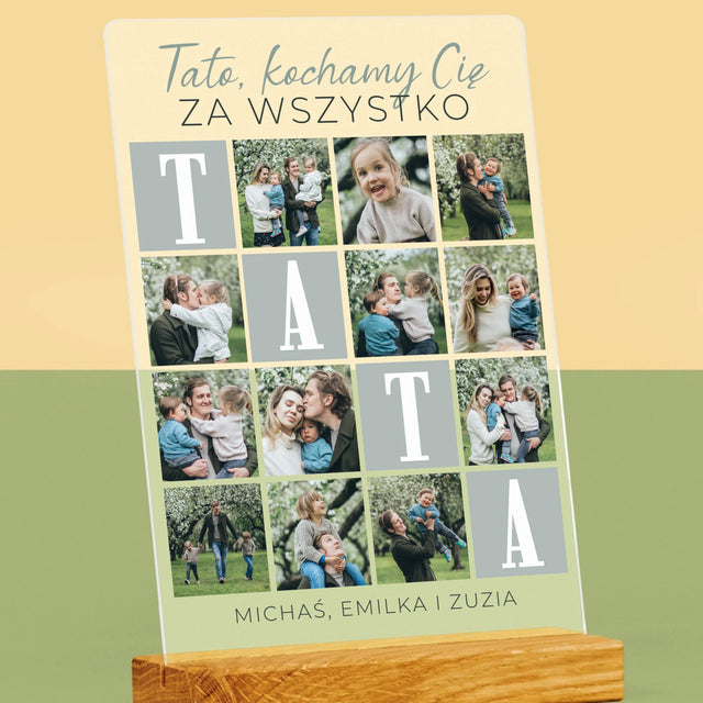 Fotokolaż: Tato Kochamy Cię Za Wszystko - Wydruk Na Szkle Akrylowym