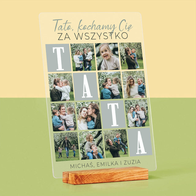 Fotokolaż: Tato Kochamy Cię Za Wszystko - Wydruk Na Szkle Akrylowym