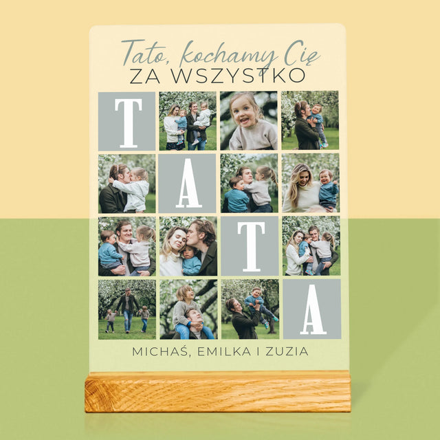 Fotokolaż: Tato Kochamy Cię Za Wszystko - Wydruk Na Szkle Akrylowym