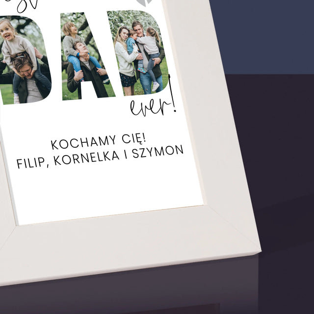 Słowo Ze Zdjęć: Best Dad Ever Z Podpisem - Ramka Na Zdjęcie