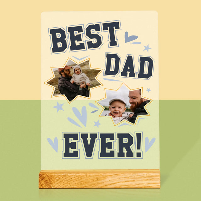 Fotokolaż: Best Dad Ever Gwiazdy - Wydruk Na Szkle Akrylowym
