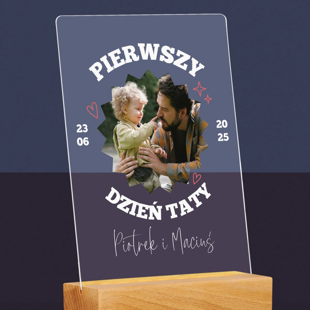 Zdjęcie I Podpis: Pierwszy Dzień Taty Razem - Wydruk Na Szkle Akrylowym