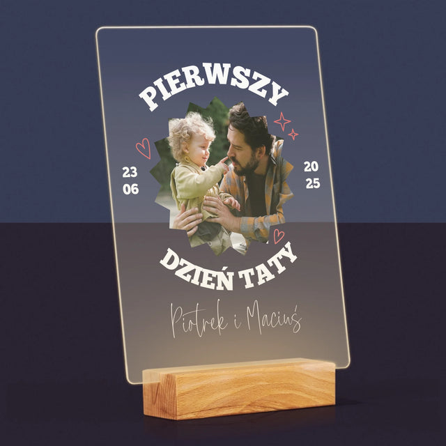 Zdjęcie I Podpis: Pierwszy Dzień Taty Razem - Wydruk Na Szkle Akrylowym