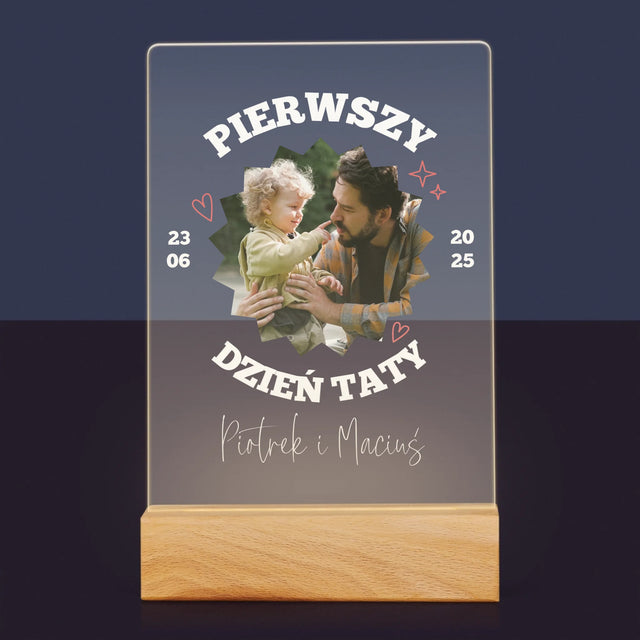 Zdjęcie I Podpis: Pierwszy Dzień Taty Razem - Wydruk Na Szkle Akrylowym